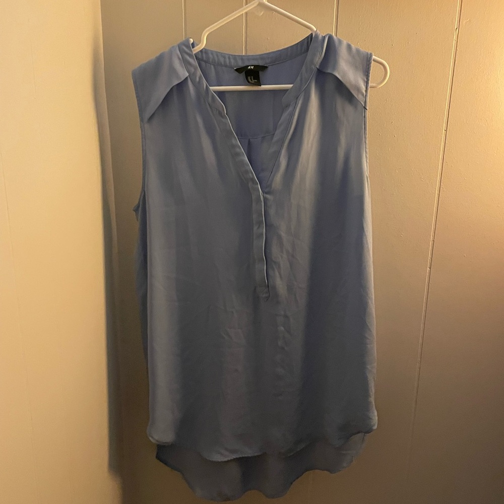 H&M Sky Blue V-Neck Blouse